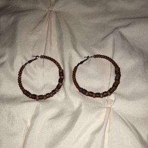 Women’s hoop wooden earrings